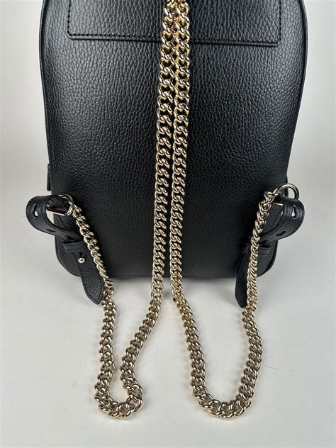 gucci pebbled calfskin soho chain backpack black|Gucci Soho Chain Backpack Black .